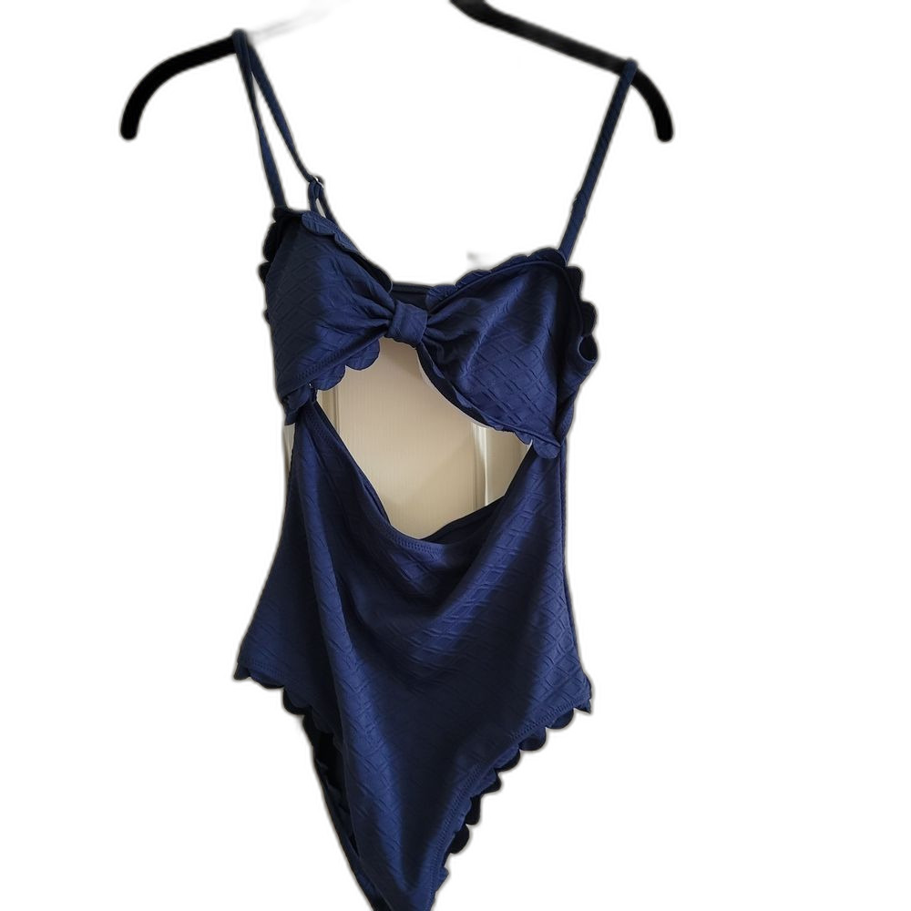 NEW Cupshe Blue One Piece Swimsuit with Ruffle Detail - Size Small